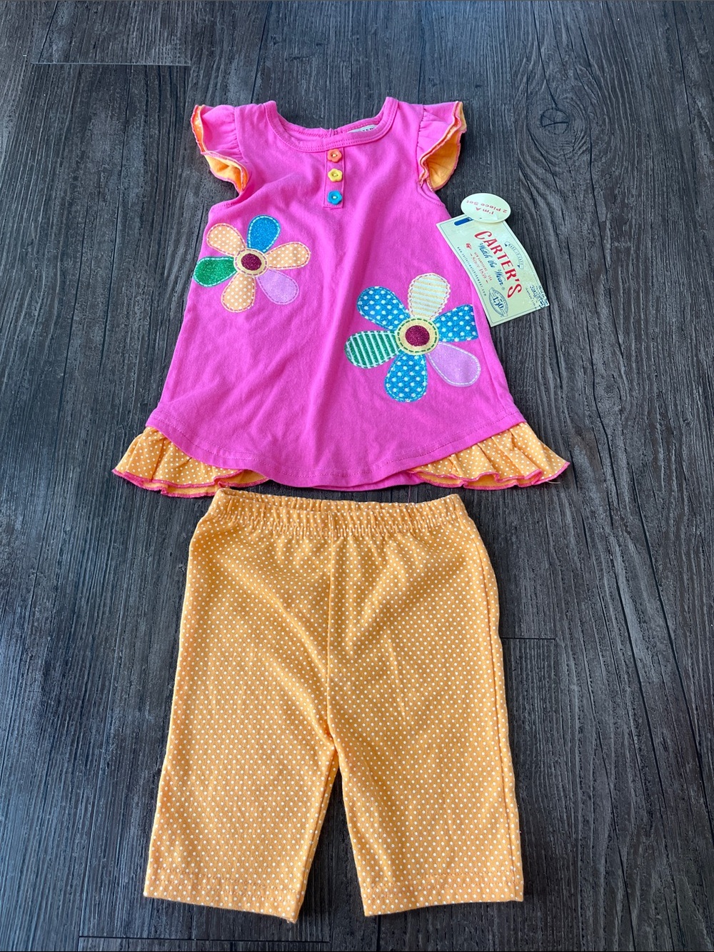 Vintage Carter's Pink Floral Ruffle Summer Set 3T